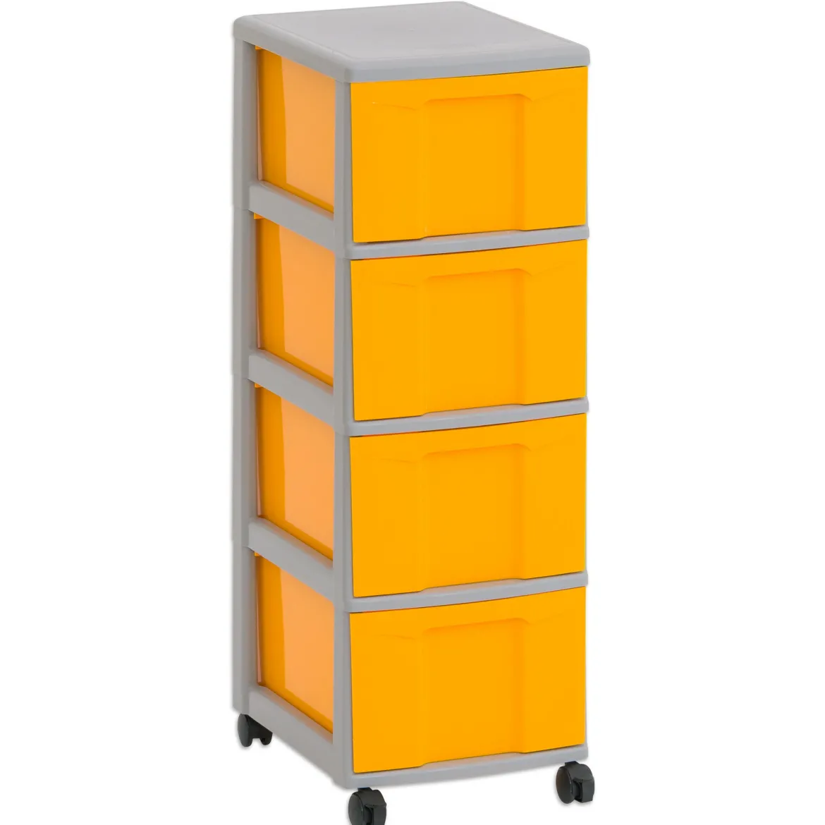 Flexeo Rollcontainer, HxBxT: 86 x 3 x 38 cm, mit 4 großen Boxen gelb