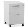 Flexeo Rollcontainer mit 3 Schubladen, Dekor grau, HxBxT: 64,7 x 43,4 x 60,2 cm, Rollen, Bogengriff mit Schloss