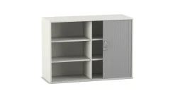 Flexeo Rollladen-Aufsatzschrank weiß, BxHxT 126,4 x 90,9 x 38 cm, 1 Mittelwand, 2x3 Fächer