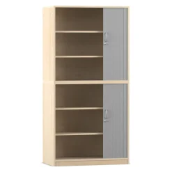 Flexeo® Rollladenschrank, Ahorn honig, 6 Fächer, 2 Türen, HxBxT: 190 x 94,4 x 48 cm