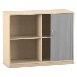 Flexeo Rollladenschrank, Ahorn honig, HxBxT 99,1 x 126,4 x 48 cm, 4 Fächer, Sockel