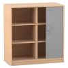 Flexeo® Rollladenschrank, Buche hell, 4 Fachböden, Mittelwand, 99,1 x 94,4 x 48 cm