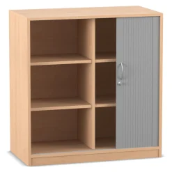 Flexeo® Rollladenschrank, Buche hell, 4 Fachböden, Mittelwand, 99,1 x 94,4 x 48 cm