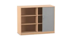Flexeo® Rollladenschrank, Buche hell, 6 Fächer, Mittelwand, HxBxT: 99,1x126,4x58 cm