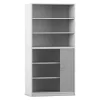 Flexeo Rollladenschrank, Dekor grau, 6 Fächer, 1 Tür unten, HxBxT: 190 x 94,4 x 48 cm