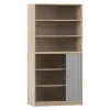 Flexeo Rollladenschrank, Eiche natur, 6 Fächer, 1 Tür unten, HxBxT: 190 x 94,4 x 58 cm
