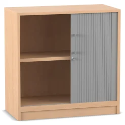 Flexeo Rollladenschrank mit Sockel, Buche hell, 2 Fächer, HxBxT: 80,1 x 80 x 40 cm, Bogengriff mit Schloss