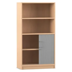 Flexeo Rollladenschrank mit Sockel, Buche hell, HxBxT: 150,5x80x40 cm, Bügelgriff eckig mit Schloss