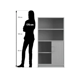 Flexeo Rollladenschrank mit Sockel, Buche hell, HxBxT: 150,5x80x40 cm, Bügelgriff eckig mit Schloss