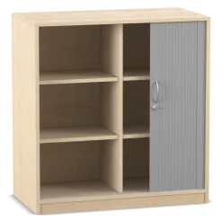 Flexeo Rollladenschrank mit Sockel, Dekor Ahorn honig, 4 Fachböden HxBxT: 99,1 x 94,4 x 48 cm