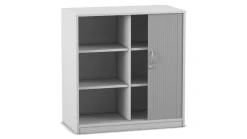 Flexeo Rollladenschrank mit Sockel, Dekor grau, 4 Fachböden HxBxT: 99,1 x 94,4 x 48 cm