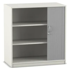 Flexeo Rollladenschrank weiß, 3 Fächer, BxHxT 94,4 x 99,1 x 58 cm, Sockel