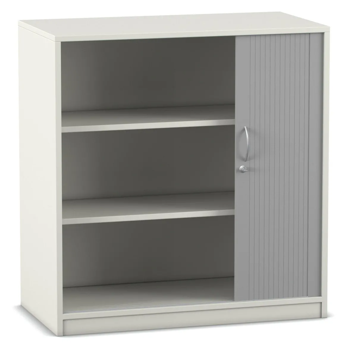 Flexeo Rollladenschrank weiß, 3 Fächer, BxHxT 94,4 x 99,1 x 58 cm, Sockel