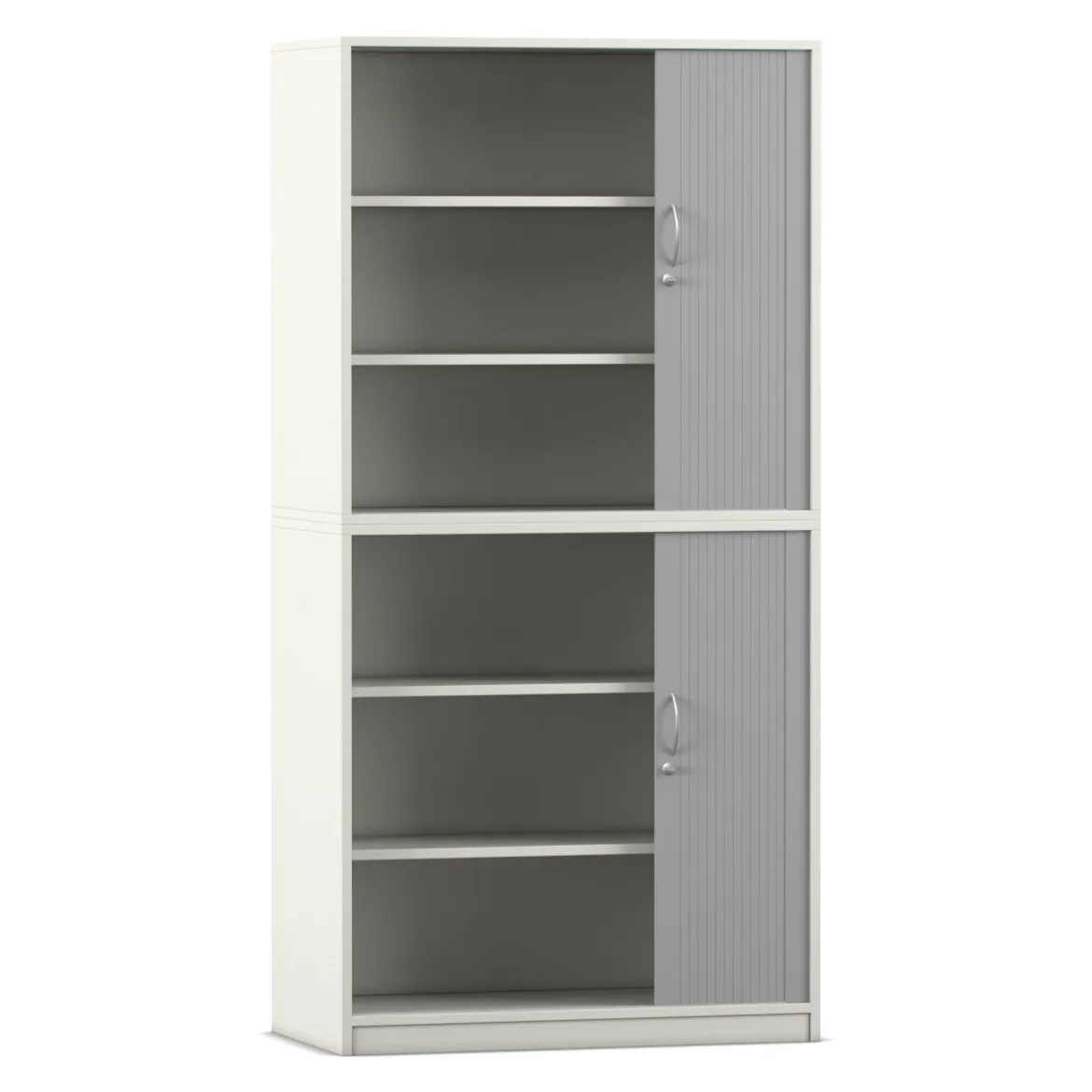 Flexeo® Rollladenschrank, weiß, 6 Fächer, 2 Türen, HxBxT: 190 x 94,4 x 48 cm