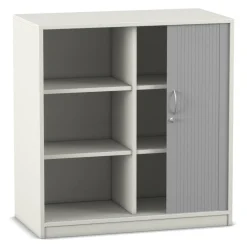 Flexeo Rollladenschrank weiß, mit Sockel, 6 Fächer, HxBxT: 99,1 x 94,4 x 38 cm