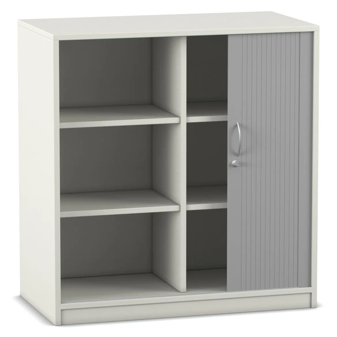 Flexeo Rollladenschrank weiß, mit Sockel, 6 Fächer, HxBxT: 99,1 x 94,4 x 38 cm