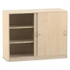 Flexeo® Schiebetürenschrank, Ahorn honig, 6 Fächer, Mittelwand, HxBxT 99,1 x 126,4 x 48 cm