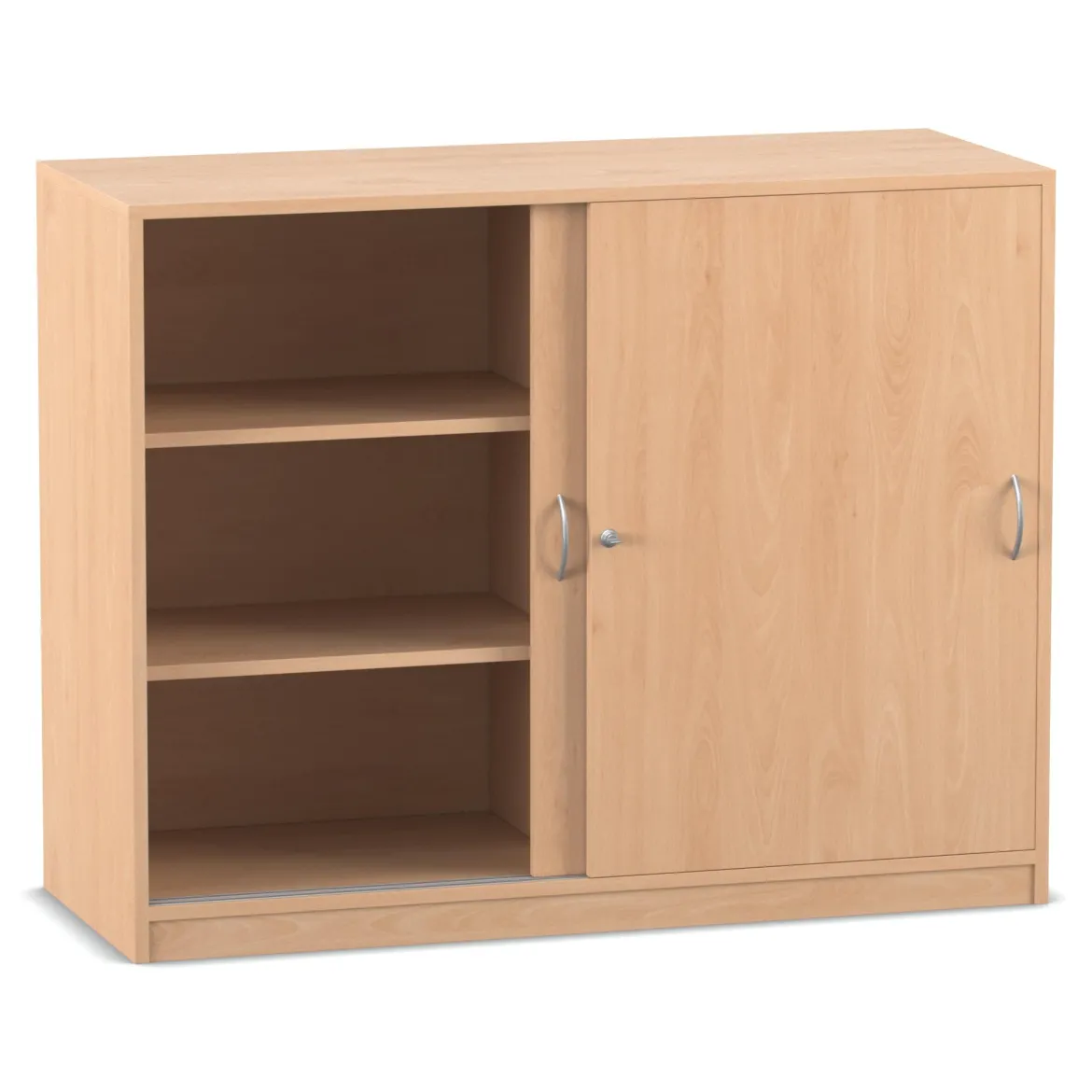 Flexeo® Schiebetürenschrank, Buche hell, 6 Fächer, , HxBxT 99,1 x 126,4 x 38 cm