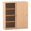 Flexeo Schiebetürenschrank Buche hell, 8 Fächer, Mittelwand, BxHxT 126,4 x 143,9 x 48cm