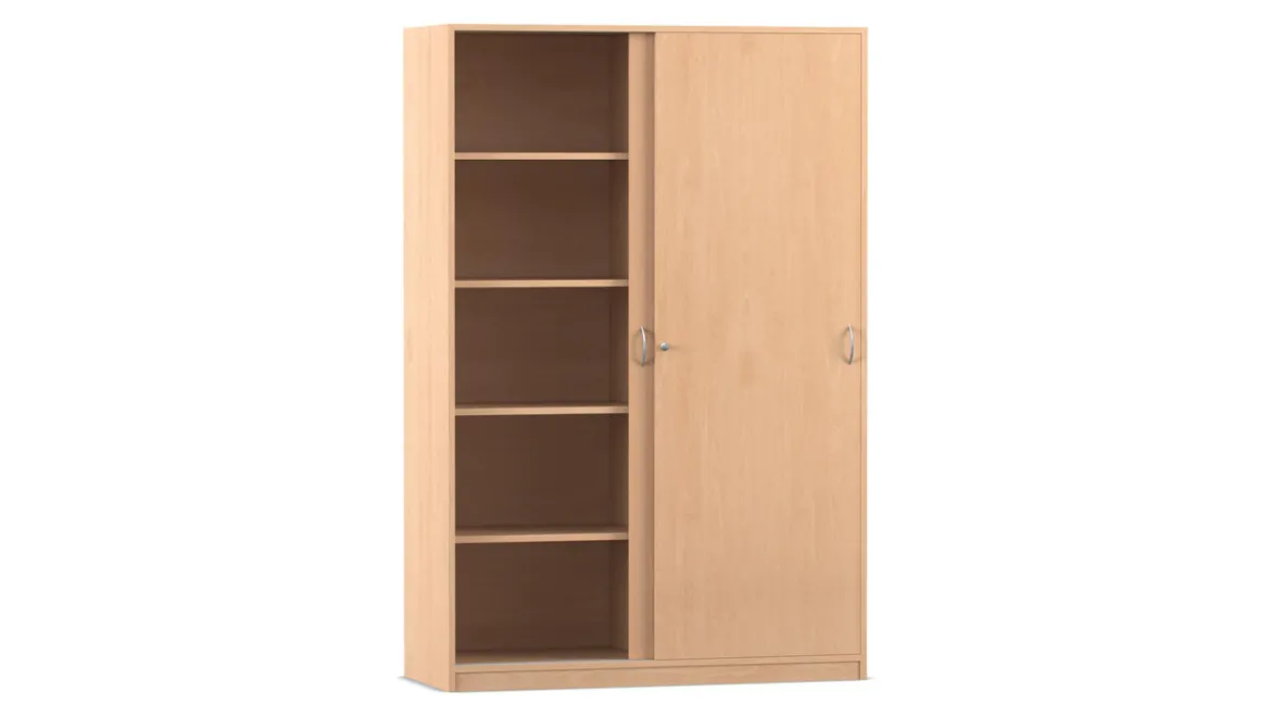 Flexeo Schiebetürenschrank Buche hell, HxBxT 190 x 126,4 x 58 cm