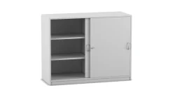 Flexeo® Schiebetürenschrank, Dekor grau mit 6 Fächern, HxBxT 99,1 x 126,4 x 48 cm