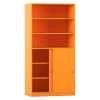 Flexeo® Schiebetürenschrank, Dekor Orange, 6 Fächer, 2 Türen unten, Schloss, 58cm tief
