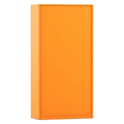 Flexeo® Schiebetürenschrank, Dekor Orange, 6 Fächer, 2 Türen unten, Schloss, 58cm tief