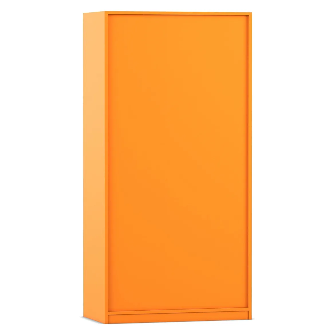 Flexeo® Schiebetürenschrank, Dekor Orange, 6 Fächer, 2 Türen unten, Schloss, 58cm tief