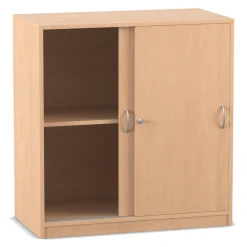 Flexeo® Schiebetürenschrank, 2 Fächer, Buche hell, HxBxT 99,1 x 94,4 x 38 cm