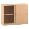Flexeo Schiebetürenschrank mit 4 Fächern, Buche hell, 48 cm tief
