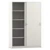 Flexeo Schiebetürenschrank mit 10 Fächern, weiß, 48 cm tief
