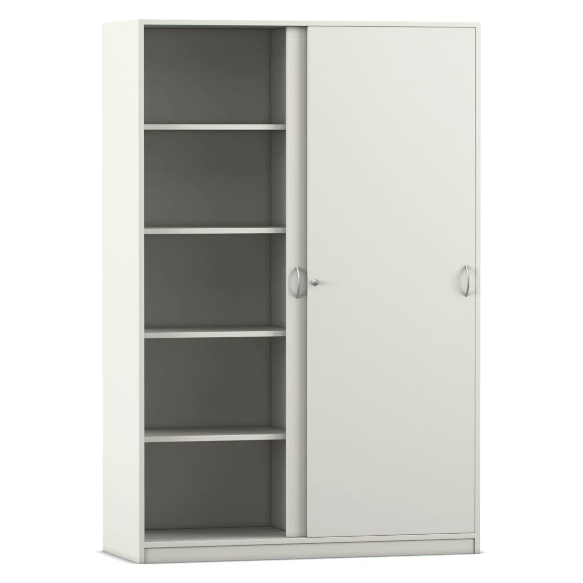 Flexeo Schiebetürenschrank mit 10 Fächern, weiß, 48 cm tief