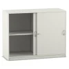 Flexeo Schiebetürenschrank mit 4 Fächern, weiß, 48 cm tief