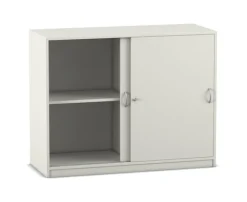 Flexeo Schiebetürenschrank mit 4 Fächern, weiß, 48 cm tief
