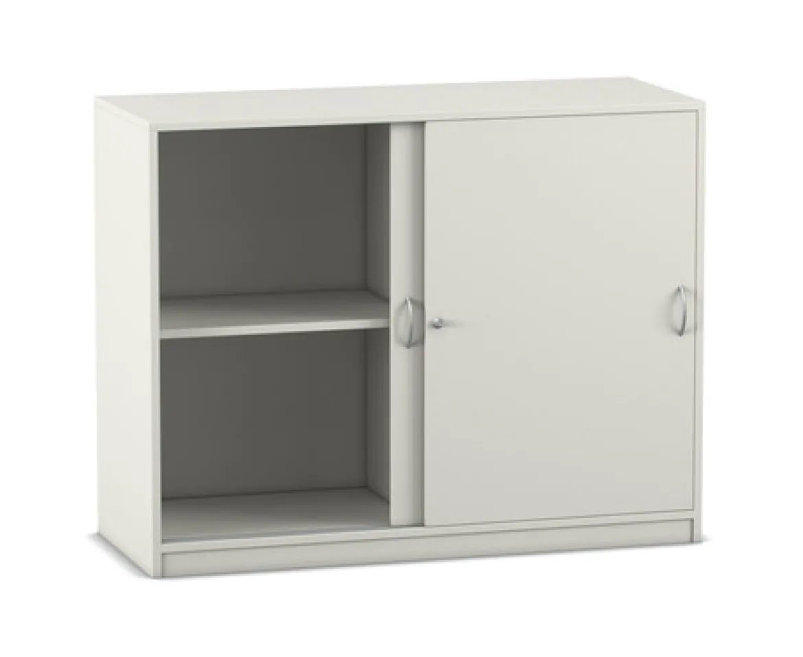 Flexeo Schiebetürenschrank mit 4 Fächern, weiß, 48 cm tief