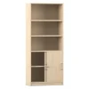 Flexeo Schiebetürenschrank mit Sockel, Ahorn honig, HxBxT 190x80x40 cm, Bügelgriff mit Schloss