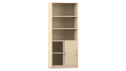 Flexeo Schiebetürenschrank mit Sockel, Ahorn honig, HxBxT 190x80x40 cm, Bügelgriff mit Schloss