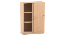 Flexeo Schiebetürenschrank mit Sockel, Buche hell, 2 Fachböden, HxBxT: 115,3x80x40 cm