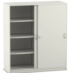 Flexeo® Schiebetürenschrank, Mittelwand, Dekor weiß mit 8 Fächern, HxBxT 143,9 x 126,4 x 48 cm