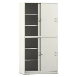 Flexeo® Schiebetürenschrank weiß, 4 Fachböden 4 Türen, 190 x 94,4 cm x 38 cm
