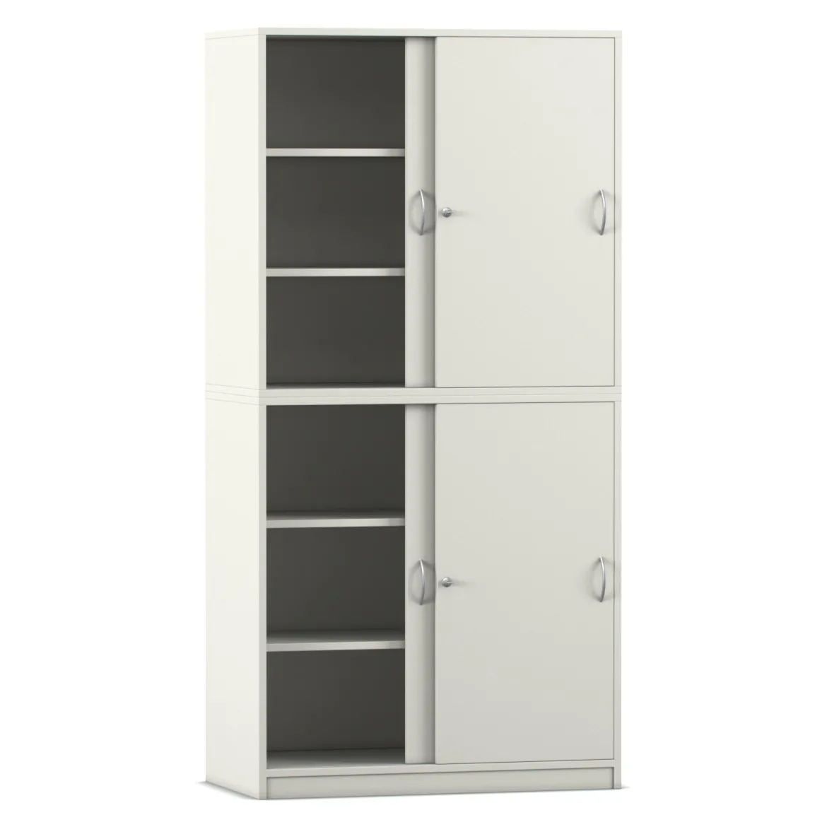 Flexeo® Schiebetürenschrank weiß, 4 Fachböden 4 Türen, 190 x 94,4 cm x 38 cm