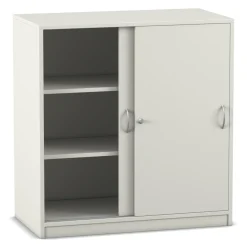 Flexeo® Schiebetürenschrank weiß, mit 3 Fächern, 99,1 x 94,4 x 38 cm