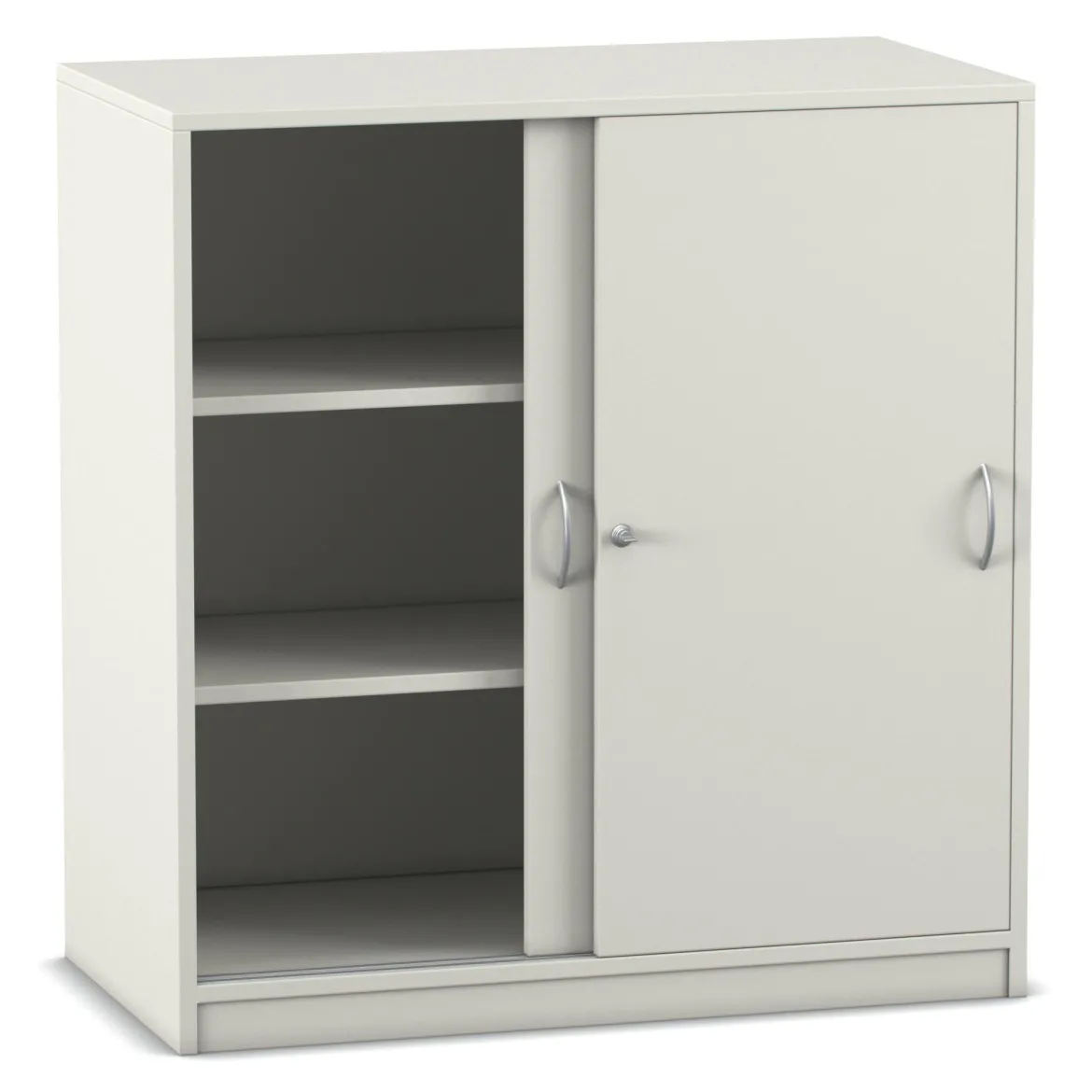 Flexeo® Schiebetürenschrank weiß, mit 3 Fächern, 99,1 x 94,4 x 38 cm