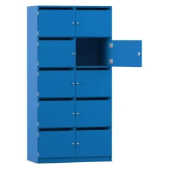 Flexeo® Schließfachschrank blau, 10 Fächer mit Briefschlitz, HxBxT: 190x94,4x40 cm