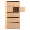 Flexeo® Schließfachschrank Buche hell, 10 Fächer mit Briefschlitz, HxBxT: 190x94,4x40 cm