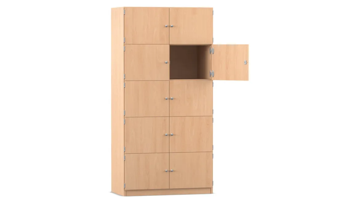 Flexeo Schließfachschrank Buche hell, 10 geschlossene Fächer, HxBxT 190x94,4x40 cm