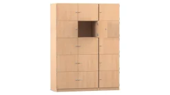 Flexeo Schließfachschrank, Buche hell, 15 geschlossene Fächer, HxBxT: 190x142,5x40 cm