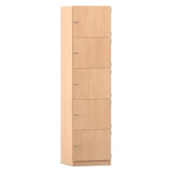 Flexeo Schließfachschrank 5 geschlossene Fächer, Buche hell, Türanschlag rechts, HxBxT 190 x 48,1 x 40 cm
