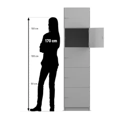 Flexeo Schließfachschrank 5 geschlossene Fächer, Buche hell, Türanschlag links, HxBxT 190 x 48,1 x 40 cm