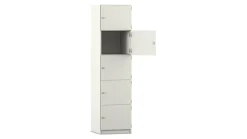 Flexeo Schließfachschrank weiß, 5 geschlossene Fächer, HxBxT 190 x 48,1 x 60 cm, Türanschlag rechts